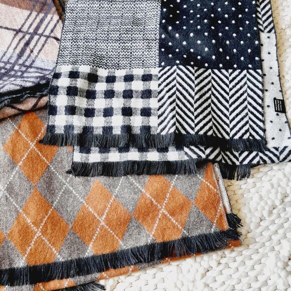 LAST CHANCE-Scarf Plaid Argyle Stripes Dot Herringbone Contemporary 12.5"X68" - Picture 3 of 7